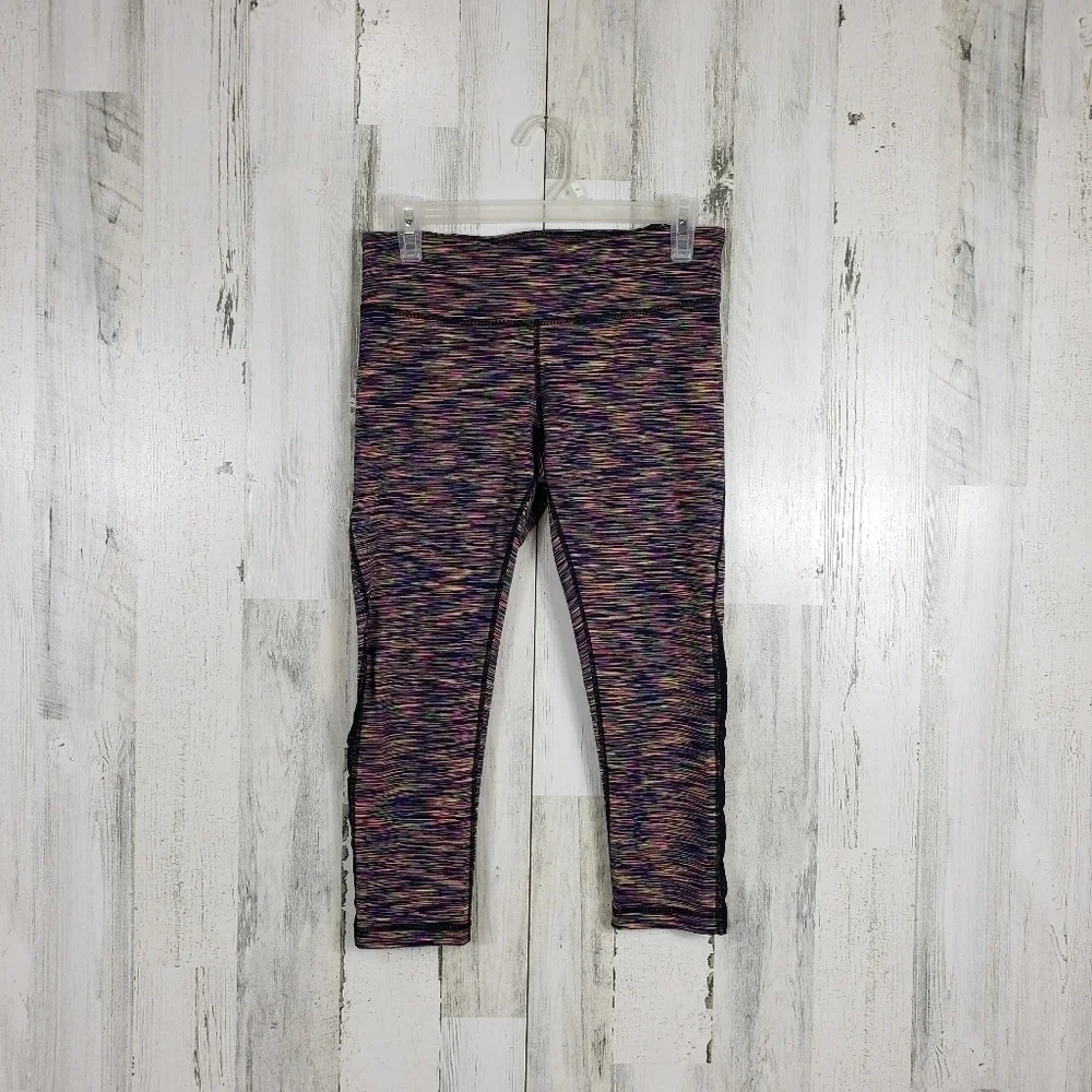Zella colorful pinstripe cropped leggings small